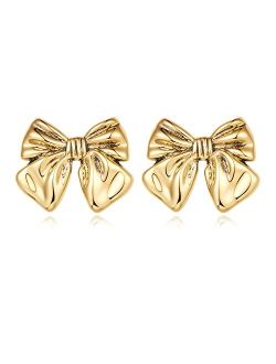 Famarine Gold And Silver Bow Earrings For Women
