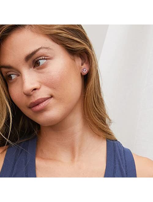 CHIC & ARTSY Flower Stud Earrings 925 Sterling Silver Flower Stud Earrings Dainty Flower Stud Earrings for Women Fashion Hypoallergenic Mothers Day Earrings Jewelry