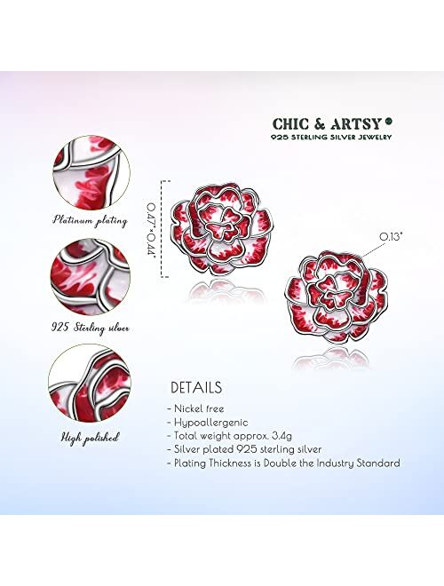 CHIC & ARTSY Flower Stud Earrings 925 Sterling Silver Flower Stud Earrings Dainty Flower Stud Earrings for Women Fashion Hypoallergenic Mothers Day Earrings Jewelry