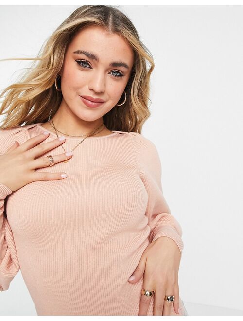 French Connection joss slash neck sweater in light pink