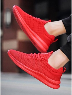 Shein Men's Breathable Walking Shoes Ultra Lightweight Tennis Running Shoes Mesh Non-slip Casual Athletic Sneakers For Work, Workout