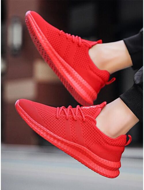 Shein Men's Breathable Walking Shoes Ultra Lightweight Tennis Running Shoes Mesh Non-slip Casual Athletic Sneakers For Work, Workout