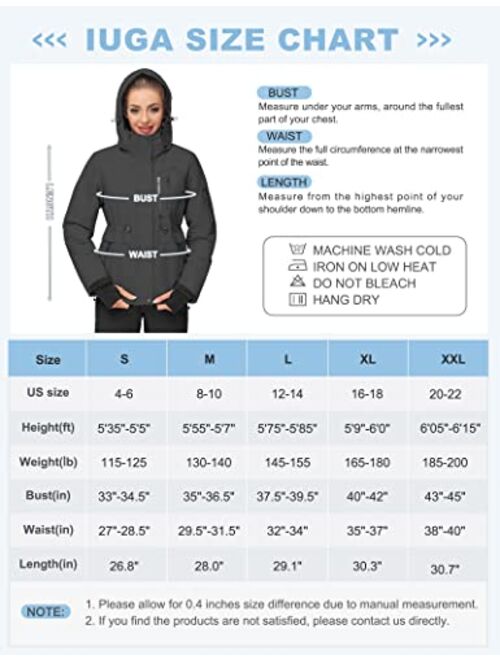 IUGA Women's Waterproof Ski Jackets Warm Winter Snow Coats Windproof Jackets Outdoor Mountain Hooded Raincoat with Pockets