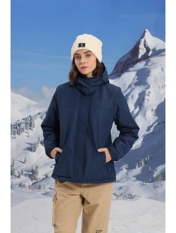 CAMEL CROWN Women's Ski Jacket Thicken Winter Snow Coat Warm Fleece Mountain Waterproof Female Jacket Hooded Windbreaker