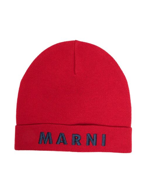 Marni Kids embroidered-logo beanie hat