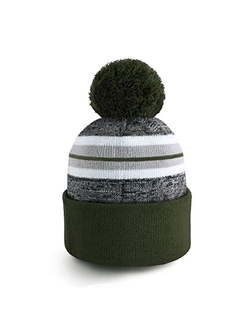 CHOK.LIDS Plain Color Stripe Beanies for Men and Women Soft Acrylic Knit Cuffed Beanie Cap Winter Hat Outdoor