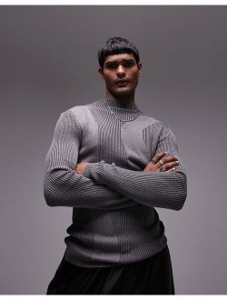 reflective yarn sweater in gray