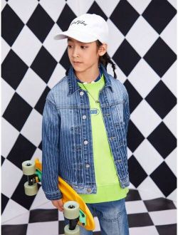 Tween Boy Pocket Detail Button Front Denim Jacket