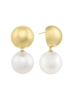 Livreo gold pearl earrings 14k pearl earrings big gold earring with pearl bling pearl earrings for women Trendy Huggie Girls jewelry Gifts