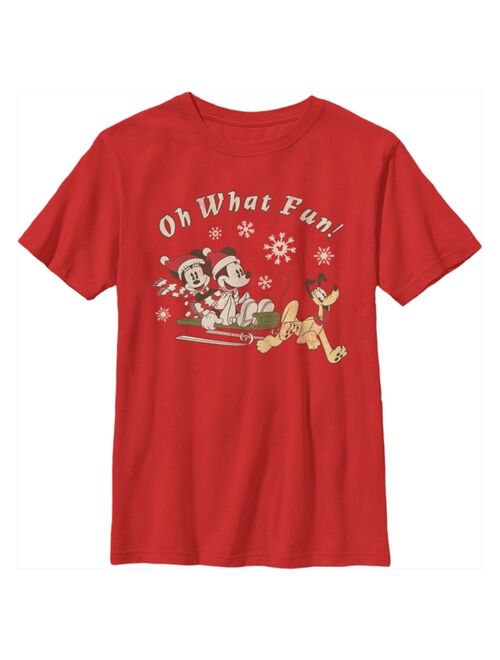 DISNEY Boy's Mickey & Friends Oh What Fun Sled Child T-Shirt