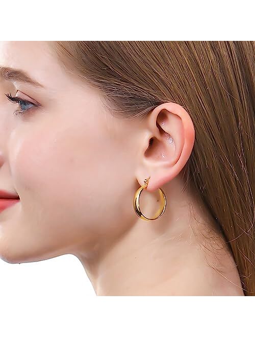 ToHeart 14k chunky Gold Plated Hoop Earrings for Womens Lightweight Hypoallergenic Small Gold Hoop Earrings