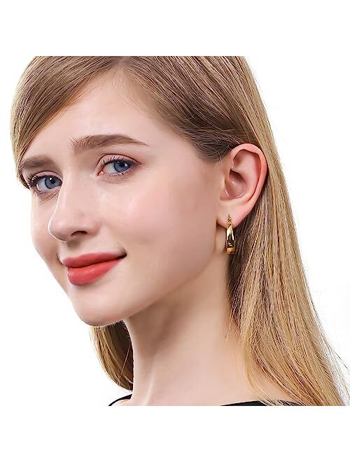 ToHeart 14k chunky Gold Plated Hoop Earrings for Womens Lightweight Hypoallergenic Small Gold Hoop Earrings