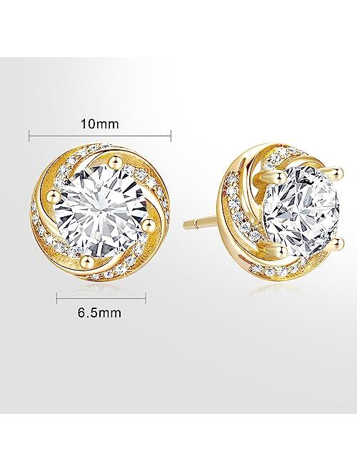 Cossa 14K Gold Stud Earrings for Women 14K Gold Plated Stud Earrings for Women Hypoallergenic Earrings with Modern Rotated Textured Design Small Earrings Studs