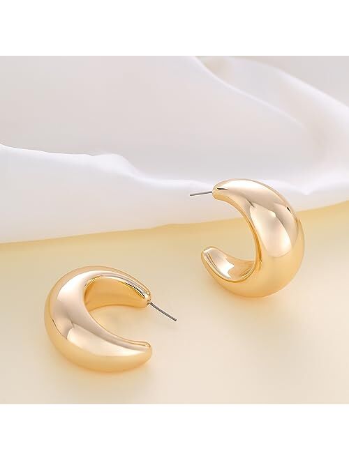 Vuleto Earring Dupes Extra Large Big Chunky Gold Hoop Earrings for Women Girls, Tear Drop Lightweight Gold Plated Earrings Fashion Jewelry