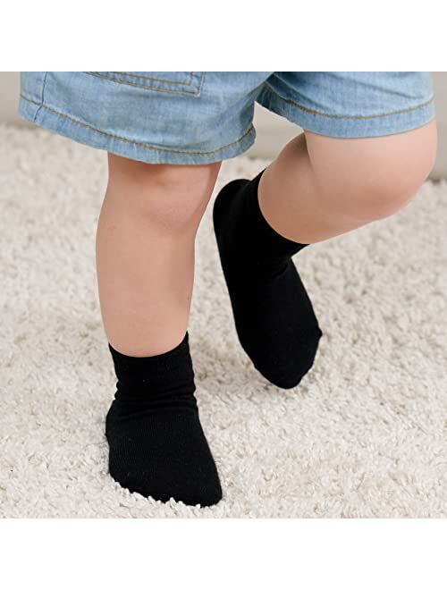 Zaples Grip Crew Socks with Non Slip/Anti Skid Soles for Baby Infants Toddlers Kids Boys Girls