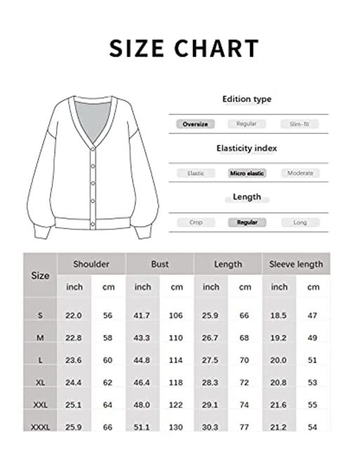 QUALFORT Women's Cardigan Sweater 100% Cotton Button-Down Long Sleeve Oversized Knit Cardigans