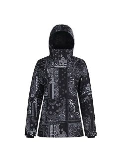 GSOU SNOW Women Ski Jacket Snowboard Coat Insulated Snow Pullover Hooded Warm Waterproof Windproof for Outdoor Sports