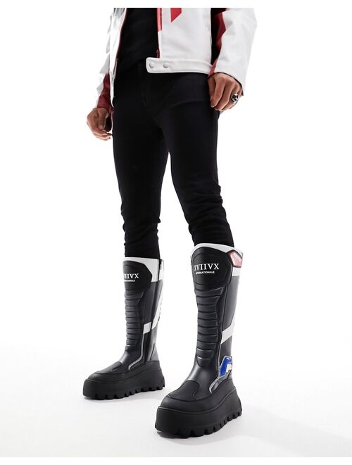 ASOS DESIGN chunky knee-high boots with motocross details