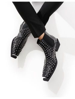 heeled chelsea boot in black with all over star studs