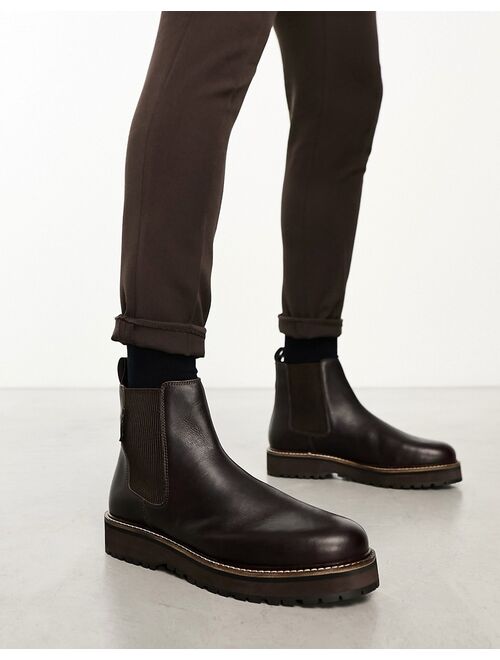 Walk London Connery chelsea boots in brown leather