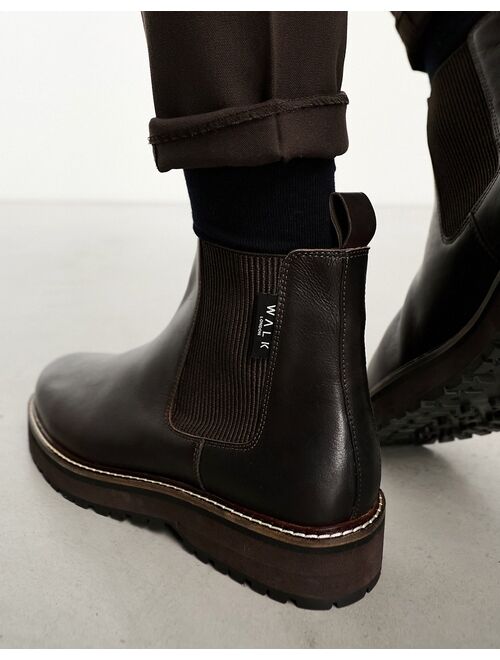 Walk London Connery chelsea boots in brown leather