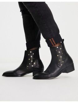 Walk London dalston cuban heeled chelsea boots with stars