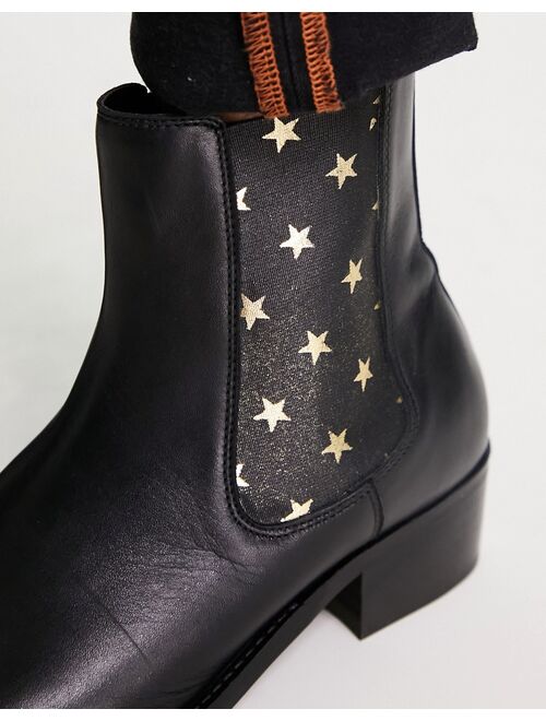 Walk London dalston cuban heeled chelsea boots with stars