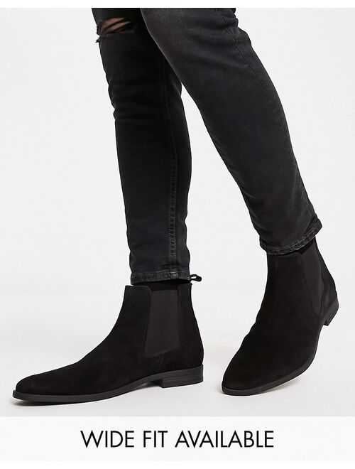 ASOS DESIGN chelsea boots in black suede with black sole