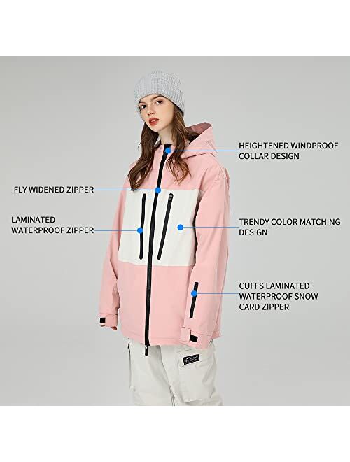 SEARIPE Womens Ski Jacket Snowboard Hooded Winter Snow Jackets Waterproof Raincoat Outdoor Snowcoat