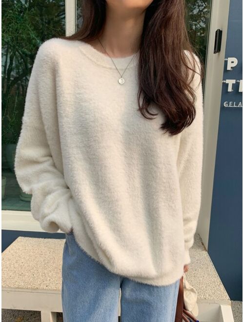 DAZY Drop Shoulder Fluffy Knit Sweater