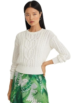 LAUREN Ralph Lauren Cable-Knit Cotton Crewneck Sweater