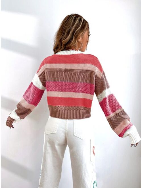 Color block Drop Shoulder Sweater