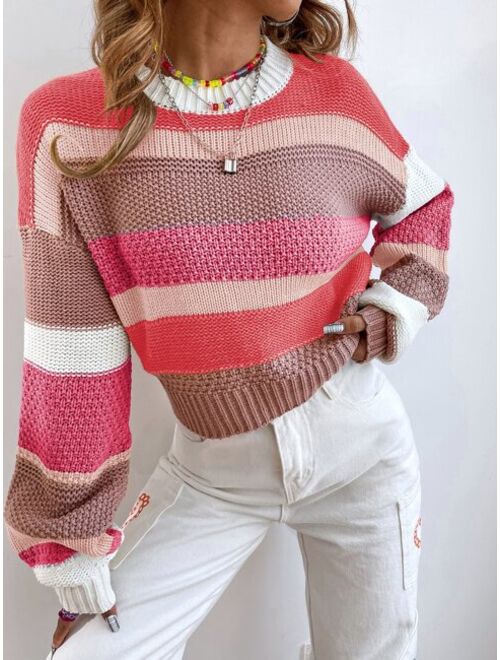 Color block Drop Shoulder Sweater