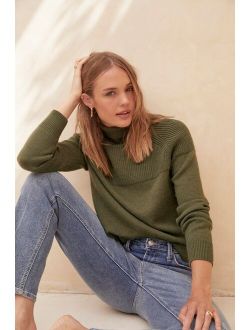 Comfortable Cutie Olive Green Turtleneck Sweater