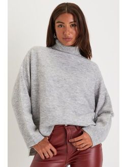 Chic Class Heather Grey Turtleneck Oversized Sweater