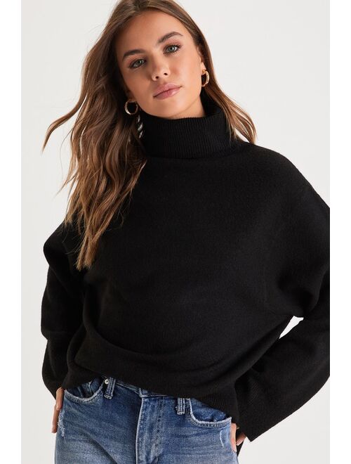 Lulus Chic Class Heather Grey Turtleneck Oversized Sweater