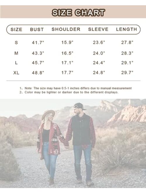 FERBIA Women Boho Cardigan Aztec Open Front Loose Slouchy Sweaters Tribal Long Sleeve Knitted Christmas Jacket Coat