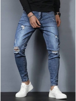 Shein Manfinity LEGND Men's Skinny Ripped Washed Denim Jeans