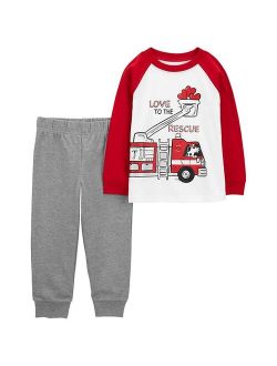 carters Toddler Boy Carter's Valentine's Day Fire Truck Top & Pants Set