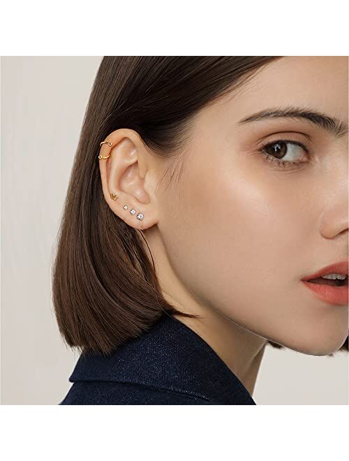 JeryWe 27Pcs 16G Cartilage Earrings Stud Hoop for Women Men Stainless Steel Helix Piercing Tragus Earrings Forward Conch Piercing Jewelry