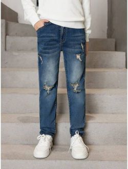 Tween Boy Ripped Washed Jeans