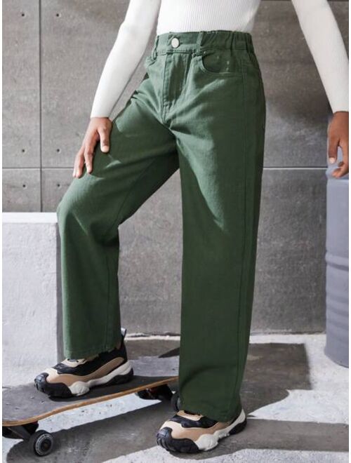 Shein Boys' Big Solid Color Straight Leg Jeans