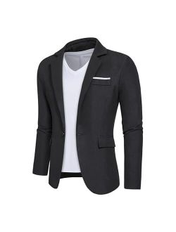 Kissqiqi Mens Sport Coats Blazers 1 Button Casual Suit Jackets Lightweight Stylish Regular Notched Lapel Blazer