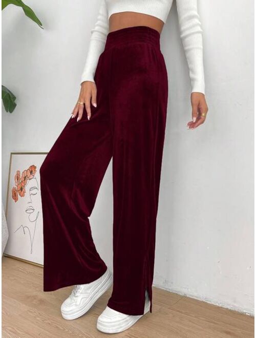 SHEIN Essnce High Waist Split Hem Straight Leg Pants