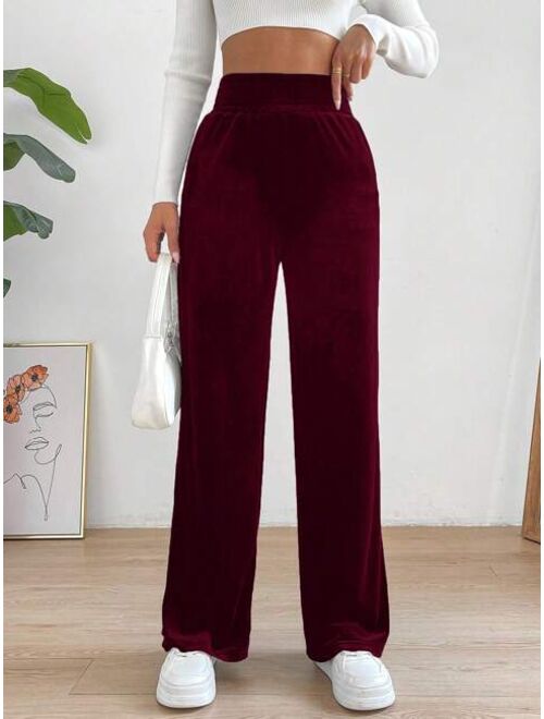 SHEIN Essnce High Waist Split Hem Straight Leg Pants