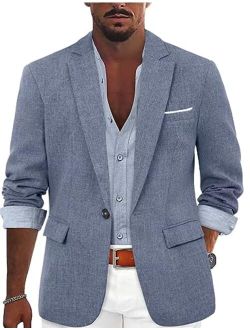 YRW Mens Casual Blazer Suit Jacket One Button Lightweight Sport Coats S-3XL