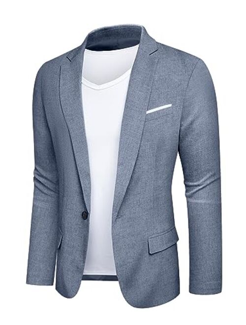 YRW Mens Casual Blazer Suit Jacket One Button Lightweight Sport Coats S-3XL