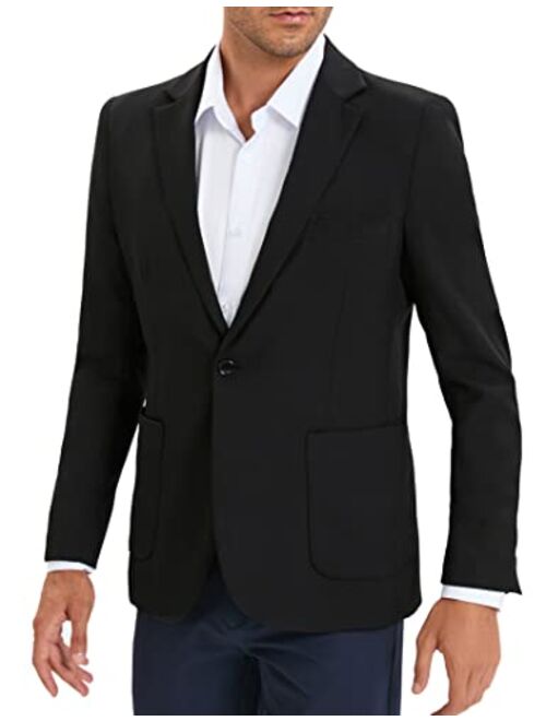 Elitespirit Men's Sport Coats & Blazers Linen Suit Jacket Casual Blazer for Men One Button