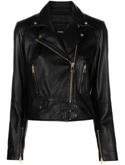 cropped leather biker jacket