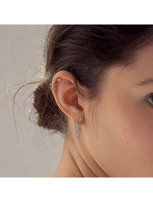 LOLIAS 17Pcs 16G Cartilage Earrings Helix Piercing Jewelry Set Opal Evil Eye Butterfly CZ Stainless Steel Stud Earrings Hinged Cartilage Hoop Earrings Hypollergenic Earri
